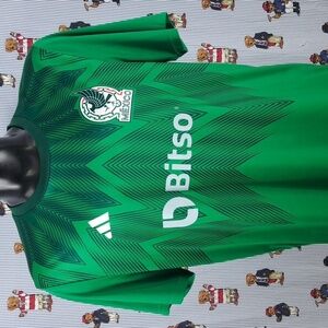 Adidas Mexico National Team home green & white XL slim fit casual soccer jersey